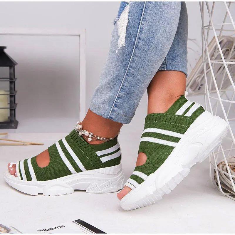 Sport Women Slip on Open Toe Platform Sandals