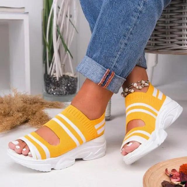Sport Women Slip on Open Toe Platform Sandals