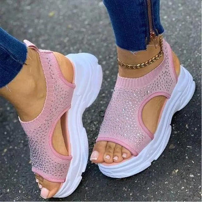 Sport Women Slip on Open Toe Platform Sandals