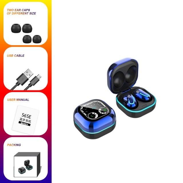 Stevvex in-ear wireless headphones with blue charging case and black earbuds, two ear tips on Tampa Home & Garden Store