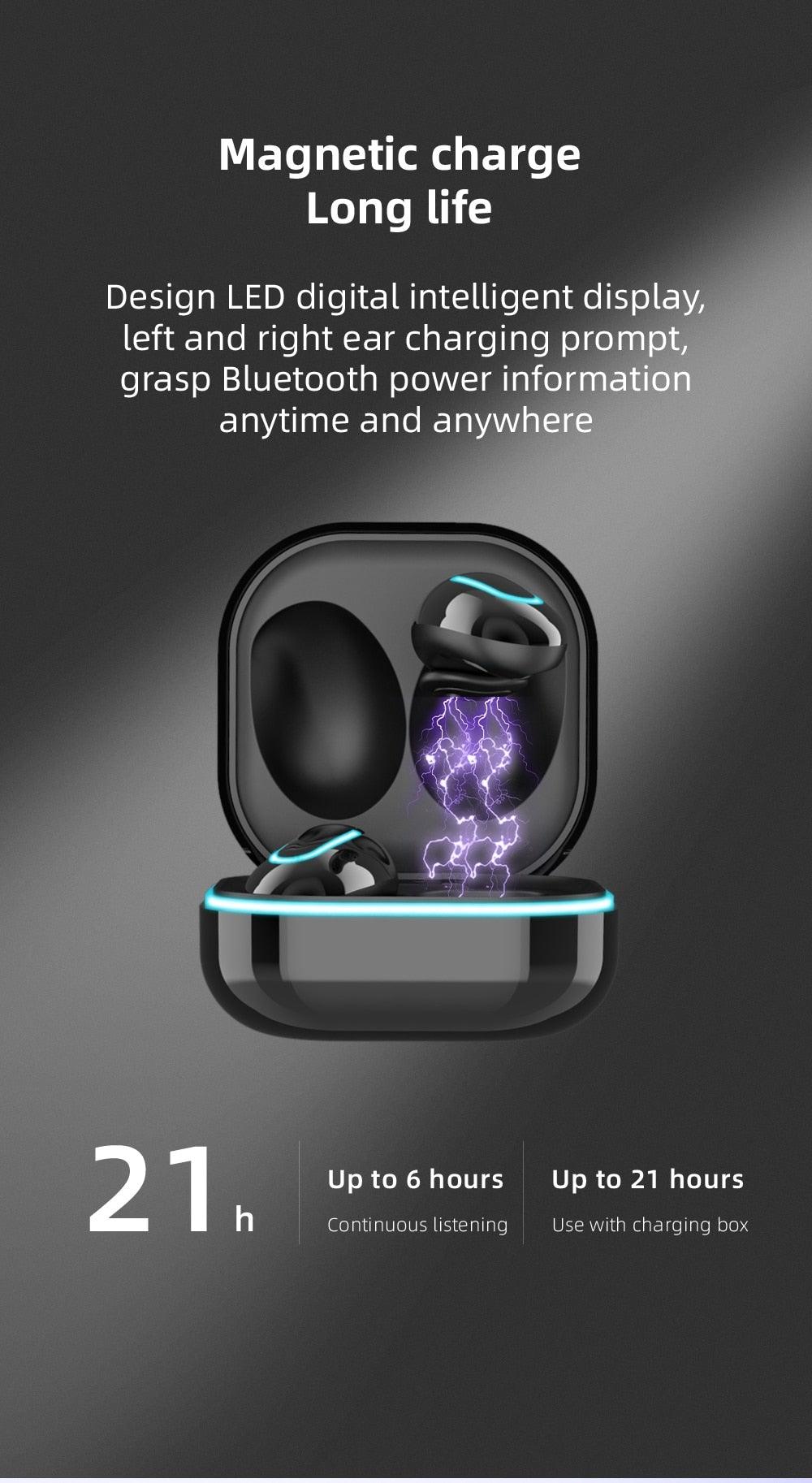 Stevvex black in-ear wireless headphones with charging case and blue LED ring on Tampa Home & Garden Store