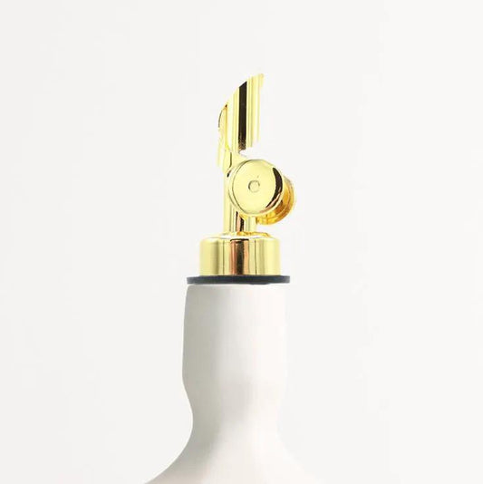 Spout - Self Closing Gold bottle pourer with white stopper base Ember Collective on Tampa Home & Garden Store
