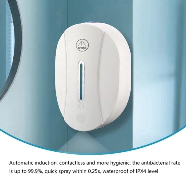 Stevvex wall-mounted touchless soap and sanitizer dispenser, white with vertical window on Tampa Home & Garden Store
