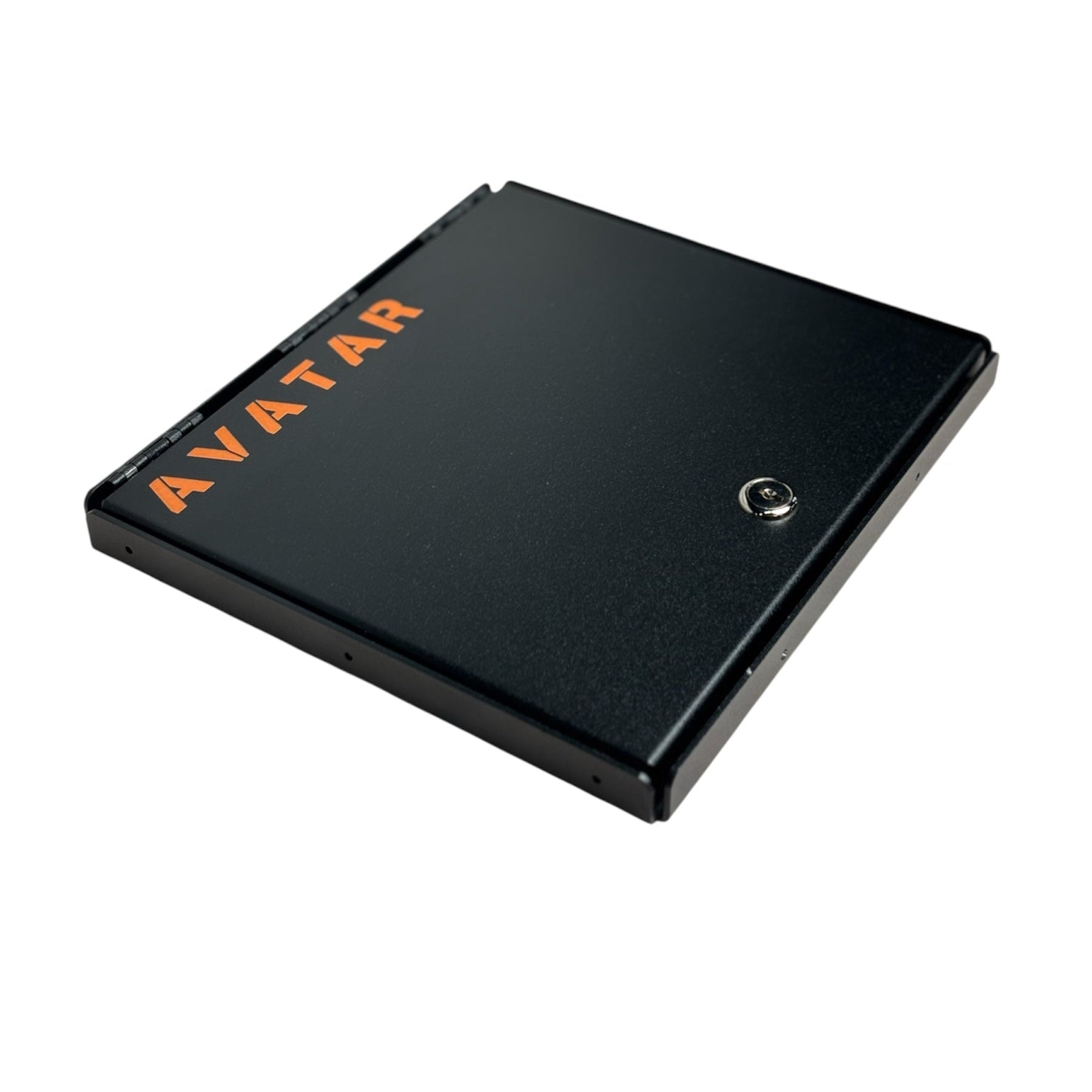 Avatar Ekko under-bed locking storage box in black metal with orange Avatar logo on Tampa Home & Garden Store