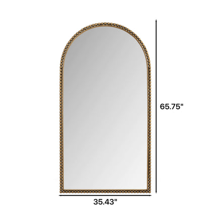 Iron arch full-length mirror with gold beaded frame and supporting feet by HouseOfZazla on Tampa Home & Garden Store