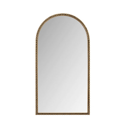 Full-length iron arch mirror with gold beaded frame and supporting feet on Tampa Home & Garden Store