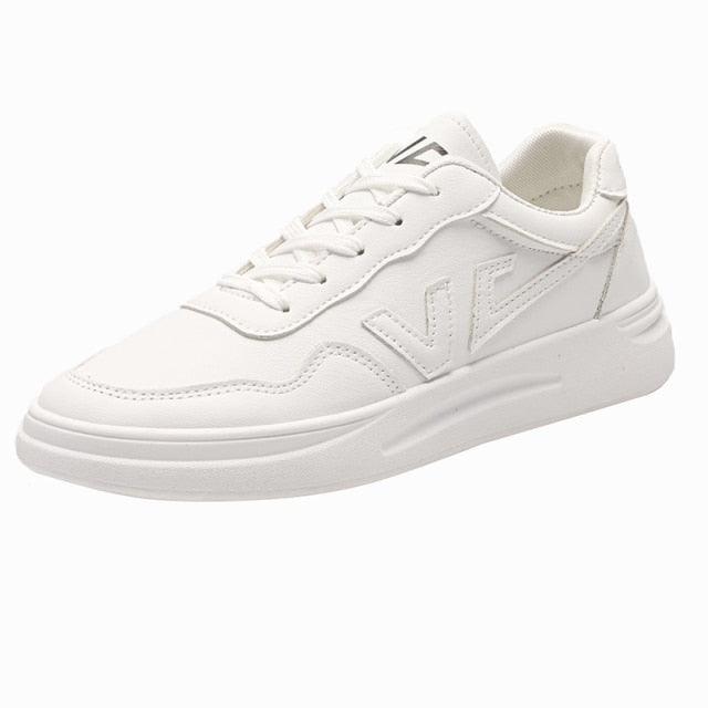 Stevvex white platform sneakers, lace-up casual walking shoes for women, PU leather on Tampa Home & Garden Store