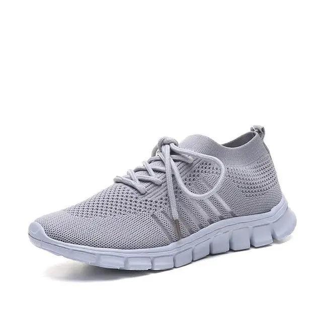 Spring Flat Women's Sneakers Stevvex breathable grey knit mesh sole on Tampa Home & Garden Store