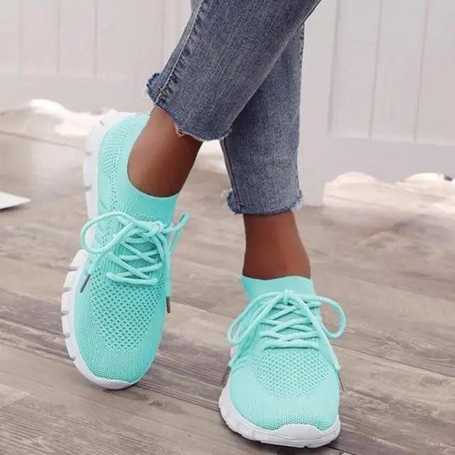 Spring Flat Women's Sneakers turquoise mesh breathable casual sport Stevvex ST12303JYR on Tampa Home & Garden Store