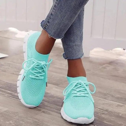 Spring Flat Women's Sneakers turquoise mesh breathable casual sport Stevvex ST12303JYR on Tampa Home & Garden Store