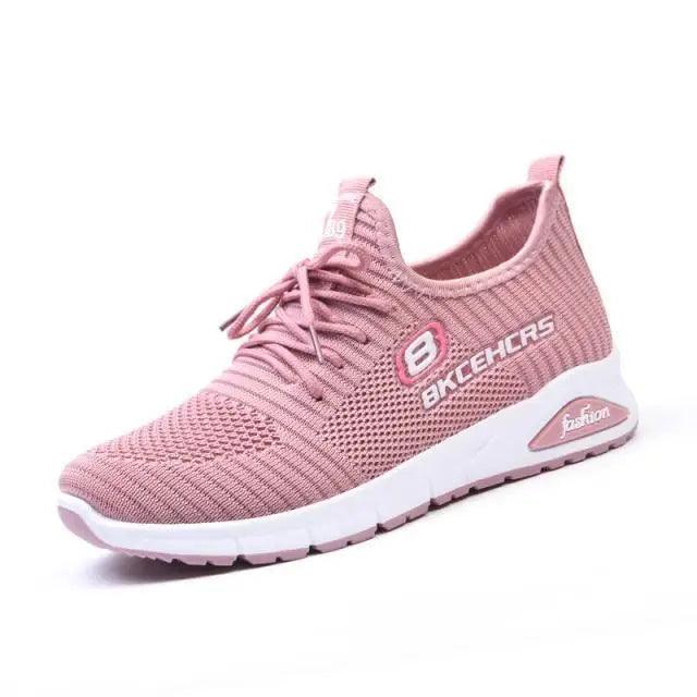 Pink mesh sneakers Stevvex with breathable upper and white sole ST12303JYR for women on Tampa Home & Garden Store