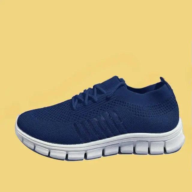 Stevvex Spring Flat Womens Sneakers navy mesh breathable casual athletic shoes on Tampa Home & Garden Store