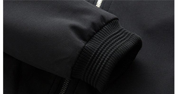 Stevvex black lightweight men's jacket sleeve with ribbed cuff and zipper on Tampa Home & Garden Store