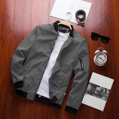 Stevvex Spring Men's Classic Jacket grey lightweight slim fit casual coat on hanger on Tampa Home & Garden Store
