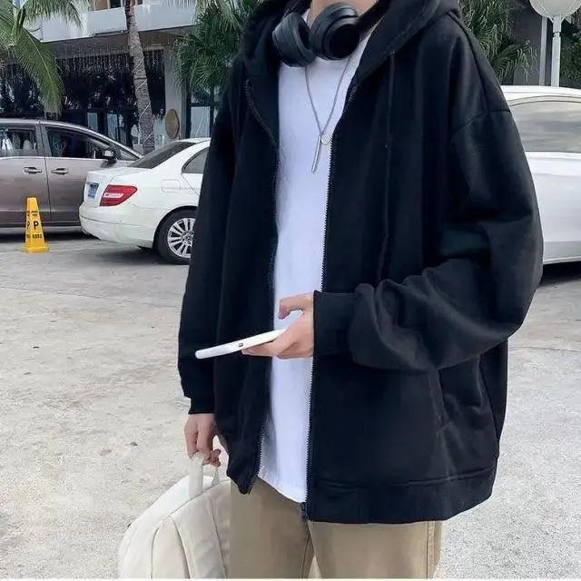 Spring Hooded Mens Cotton Jacket Sweatshirt