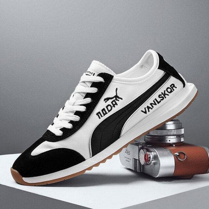 Sneakers Stevvex in white and black with suede toe and mesh upper gum sole on Tampa Home & Garden Store