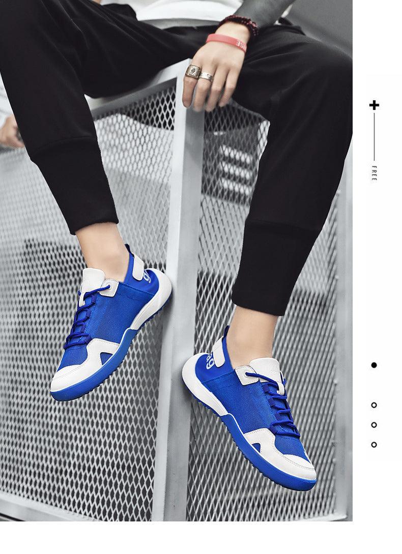 Stevvex blue mesh sneakers pair with white sole, breathable lightweight walking shoes on Tampa Home & Garden Store