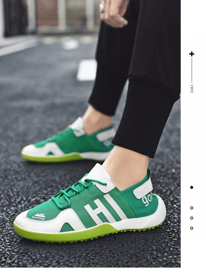 Stevvex green mesh sneakers with white overlays, HI lettering, lime sole on Tampa Home & Garden Store