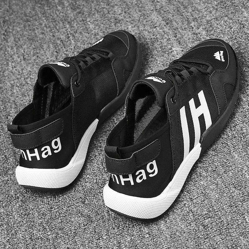Stevvex men's black mesh slip-on sneakers with white sole, breathable casual walking shoes on Tampa Home & Garden Store