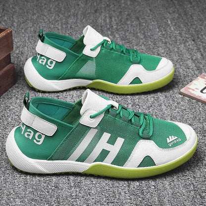Green mesh breathable sneakers pair with white overlays and lime sole on Tampa Home & Garden Store