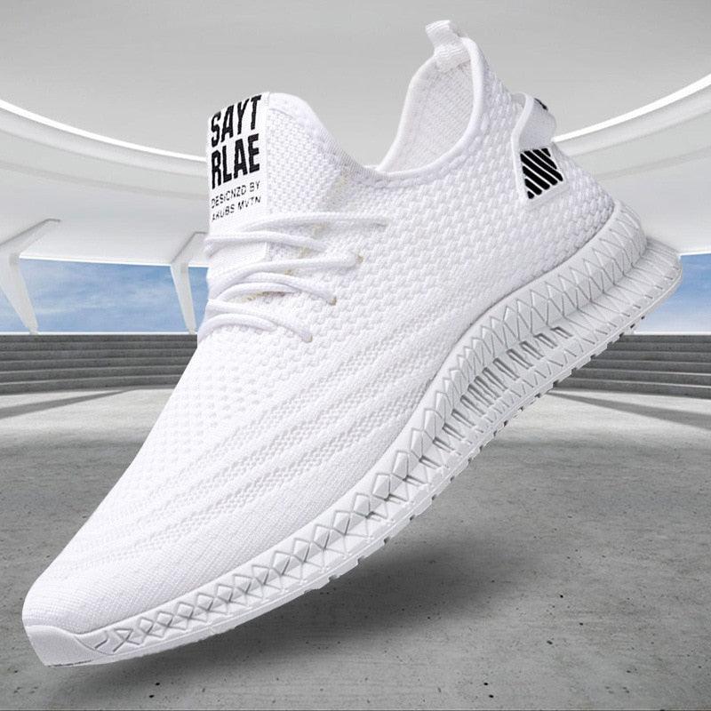 Stevvex Men's Sneakers white mesh upper lightweight running trainer on Tampa Home & Garden Store