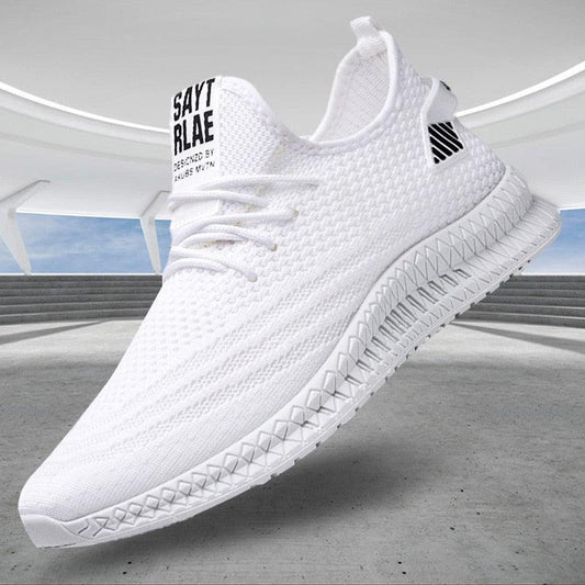 Stevvex Men's Sneakers white mesh upper lightweight running trainer on Tampa Home & Garden Store