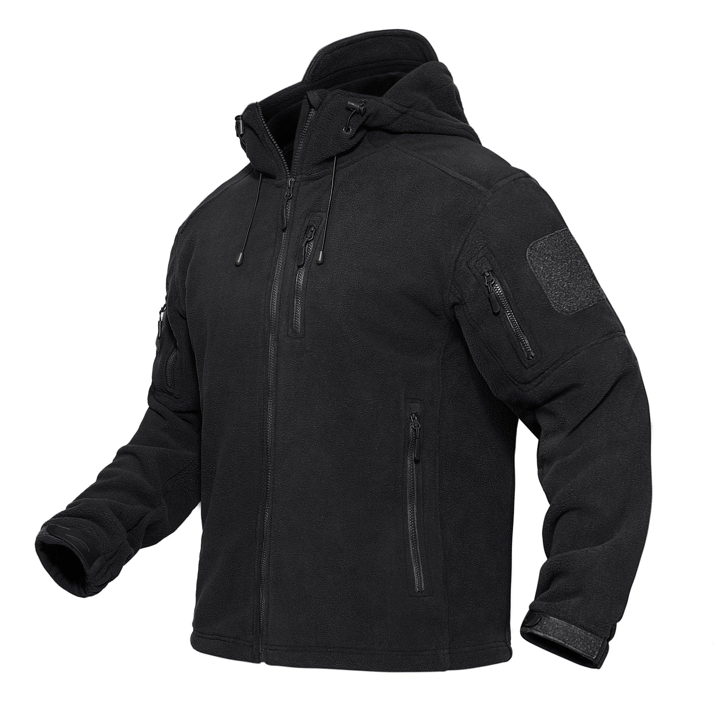 Fleece black hooded windbreaker by Stevvex with zip pockets on Tampa Home & Garden Store