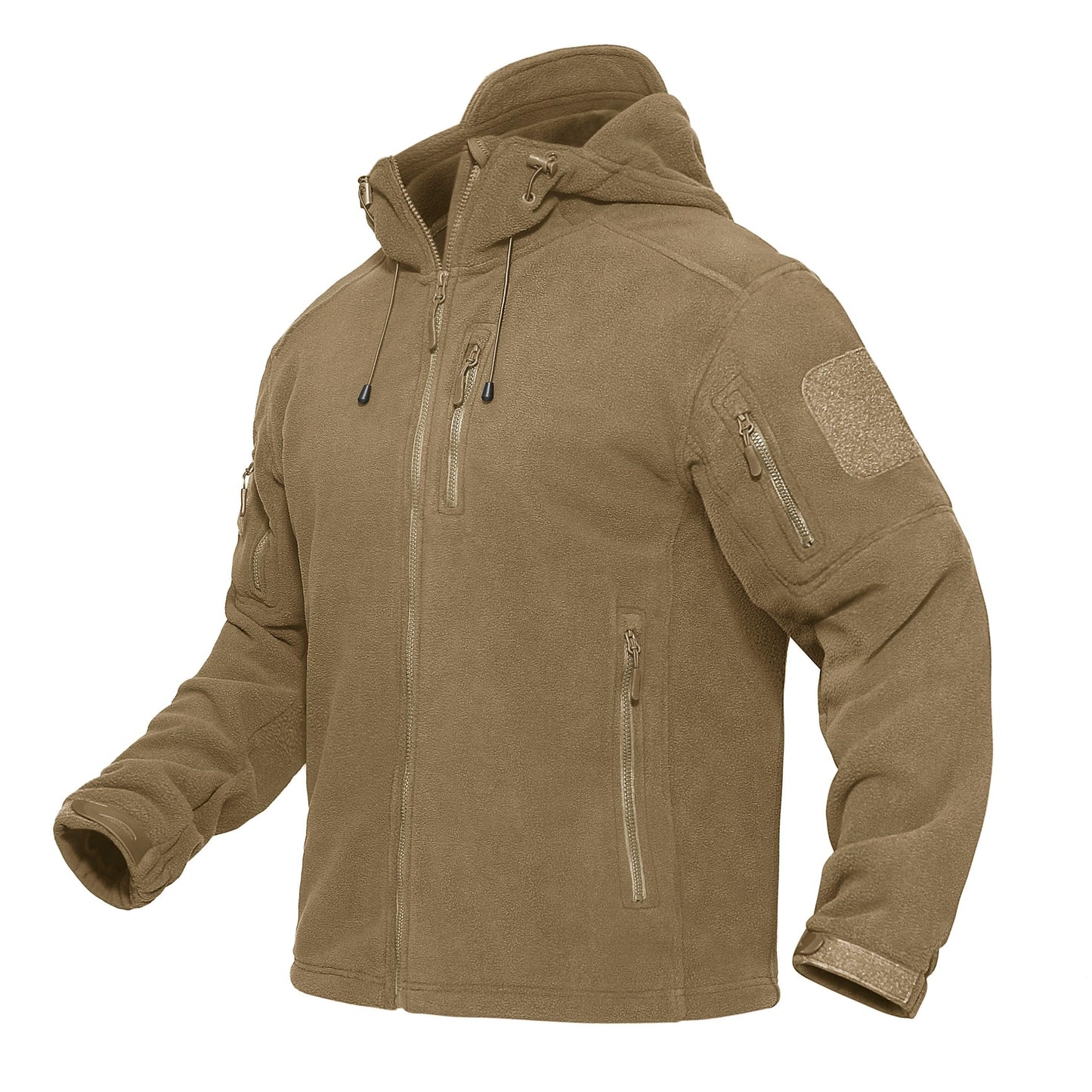 Fleece jacket with hood brown windproof by Stevvex with zip pockets on Tampa Home & Garden Store