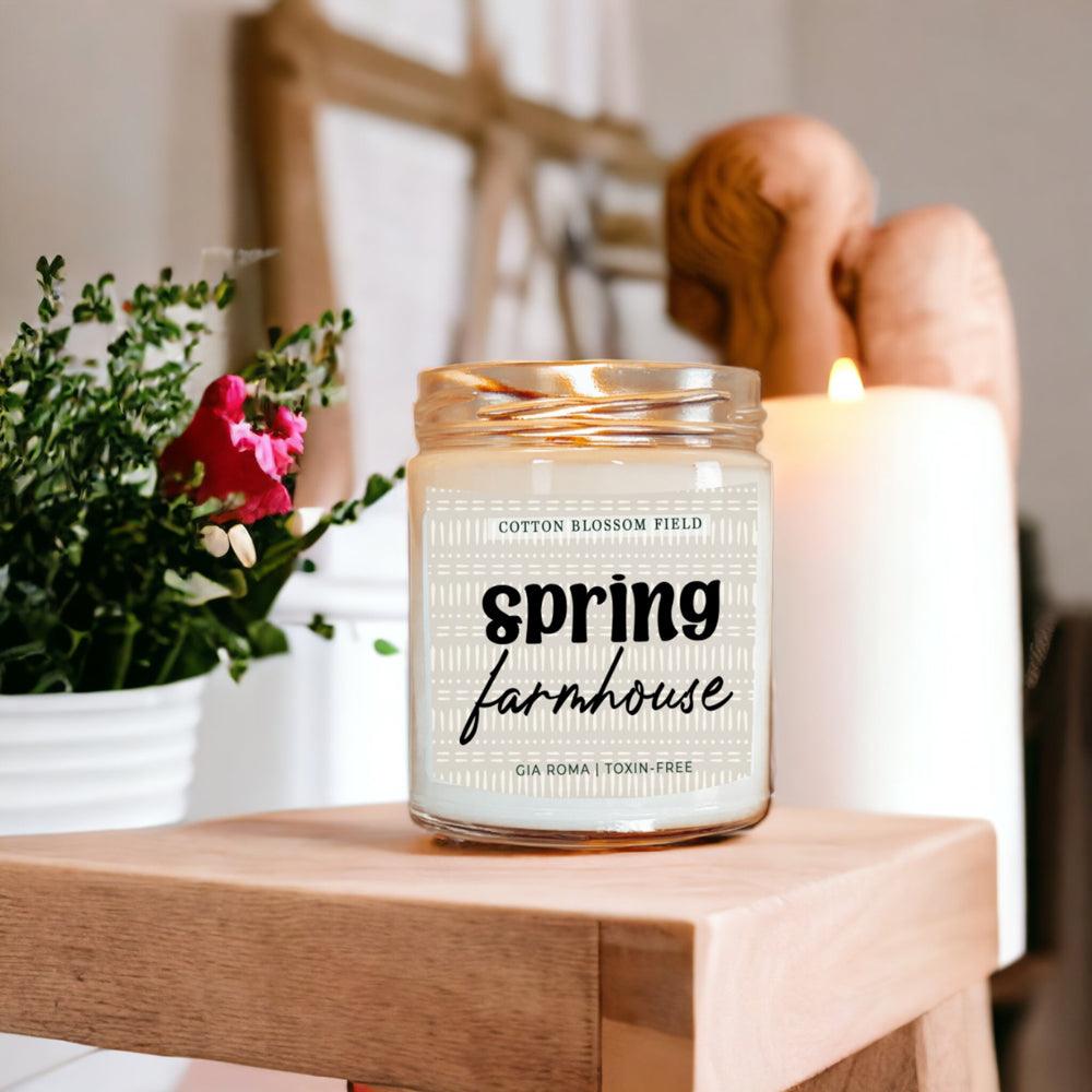 Cotton Blossom Candle by Gia Roma in a clear glass jar with white wax on Tampa Home & Garden Store