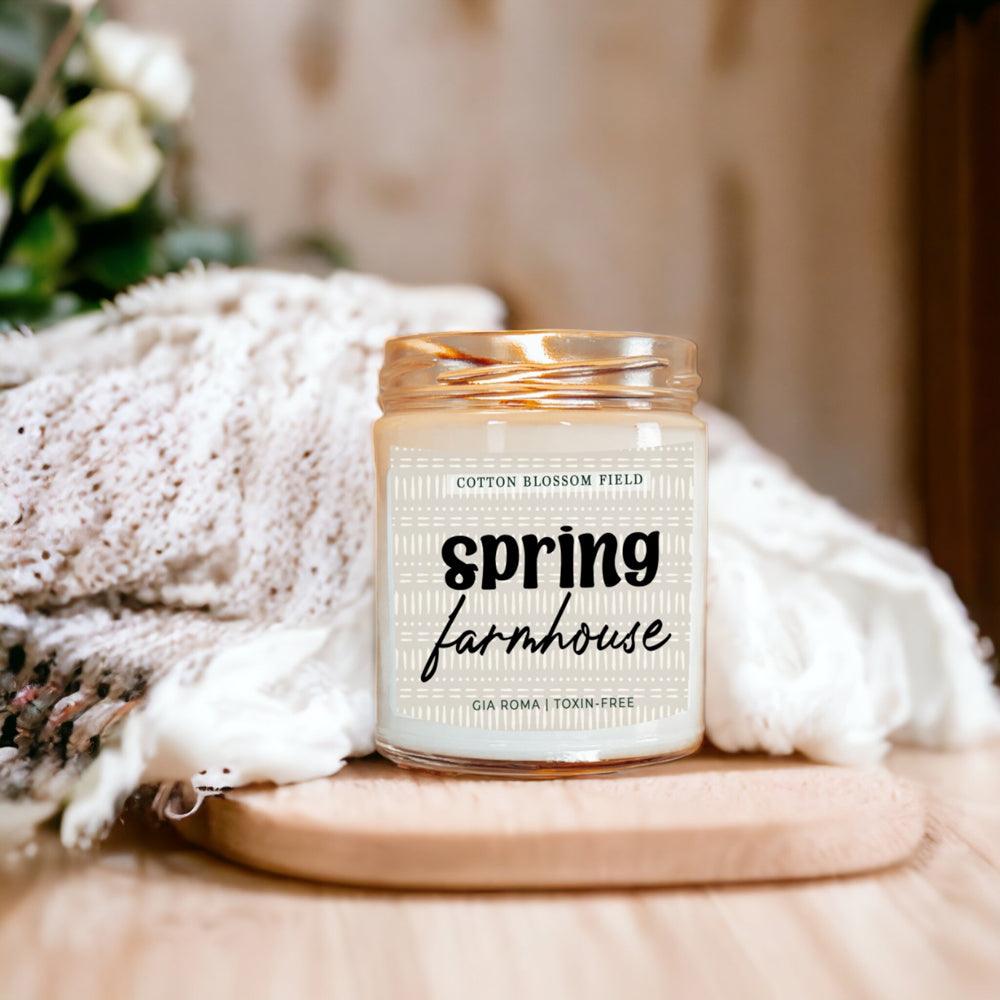 Cotton Blossom Candle Gia Roma in clear glass jar with copper lid, white wax, Farmhouse scent on Tampa Home & Garden Store