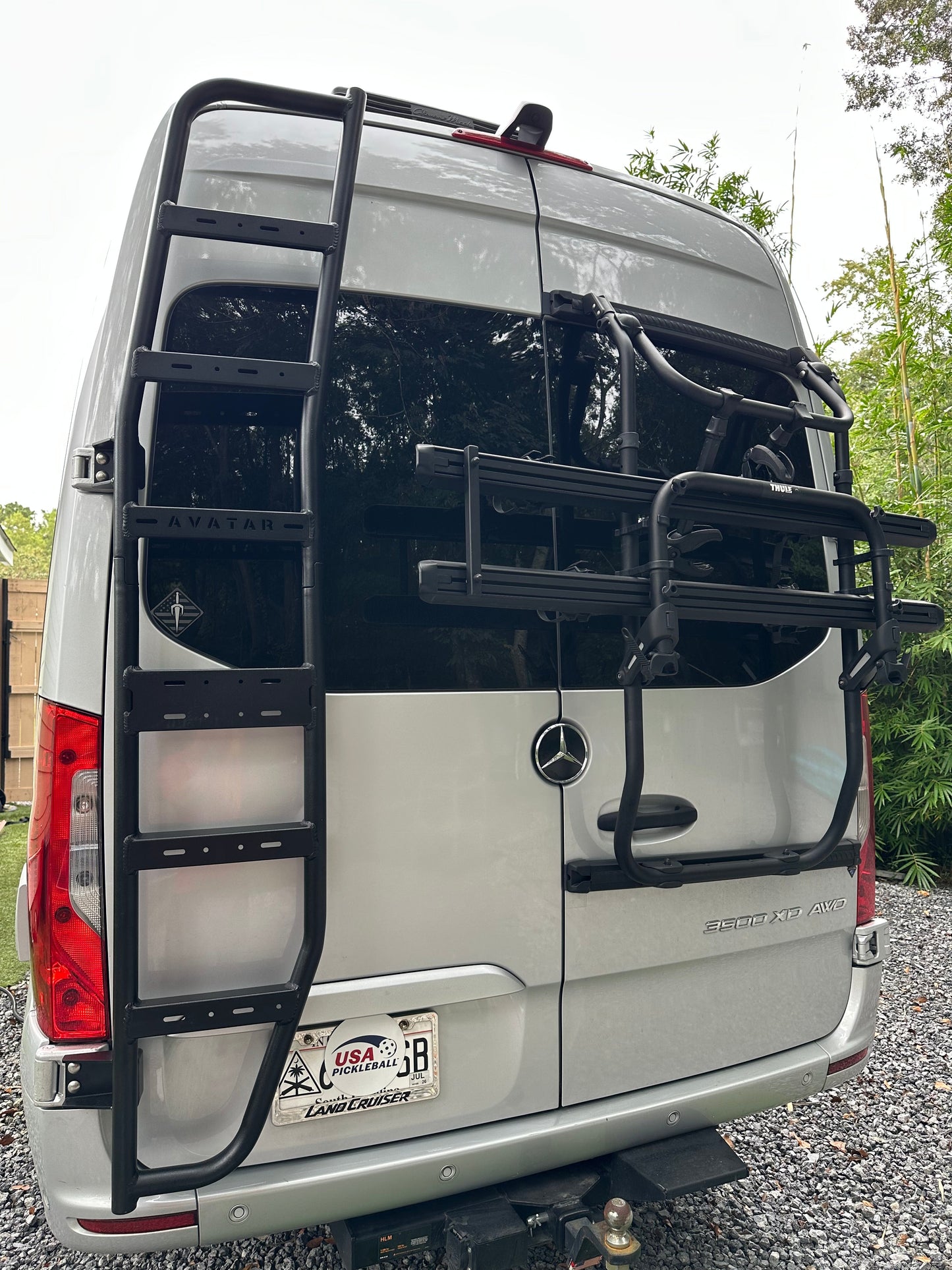 Avatar Offroad Sprinter Van Rear Ladder, black steel vehicle storage ladder on Tampa Home & Garden Store