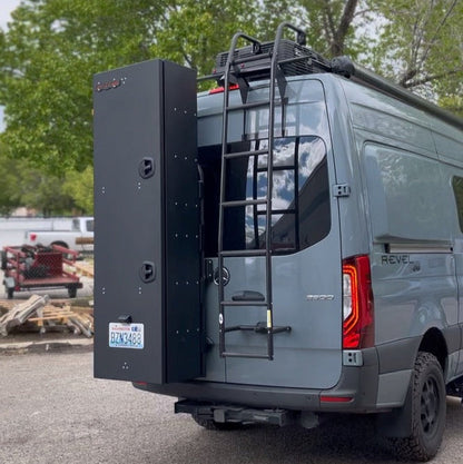 Avatar Ski 6 storage box in black mounted on rear of gray van with roof rack avatar offroad on Tampa Home & Garden Store