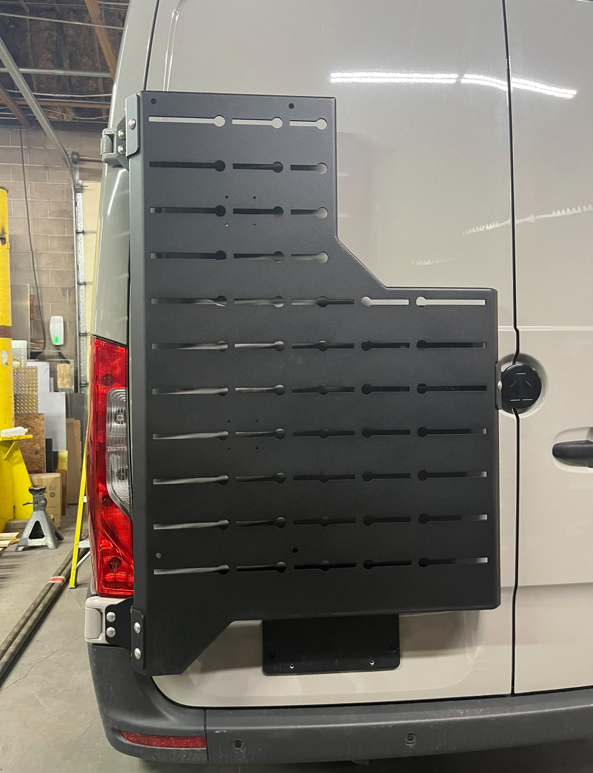 Outpost Sprinter Mounting Carrier mount, black steel rack by avatar offroad on van rear door on Tampa Home & Garden Store