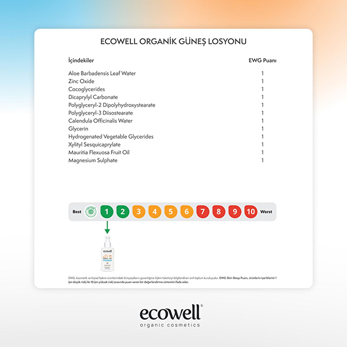 Sunscreen Ecowell Beauty Care Bag Lotion 30 SPF bottle, vegan mineral UV protection on Tampa Home & Garden Store