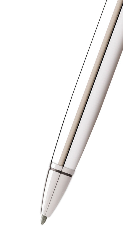 Coventry polished chrome ballpoint pen by A.T. Cross with beige accent along the barrel on Tampa Home & Garden Store