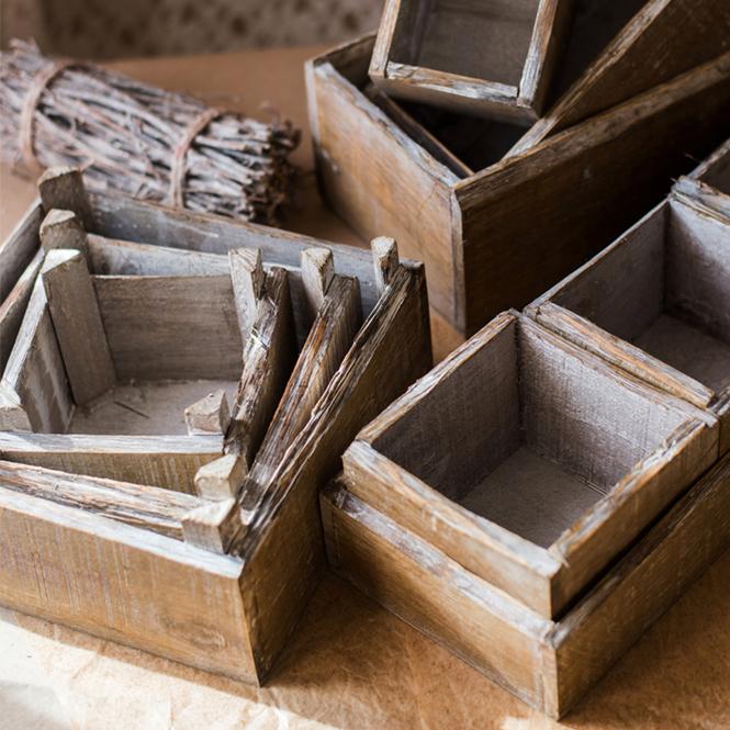 Square solid wood table box set of 3 in rustic finish by RusticReach on Tampa Home & Garden Store