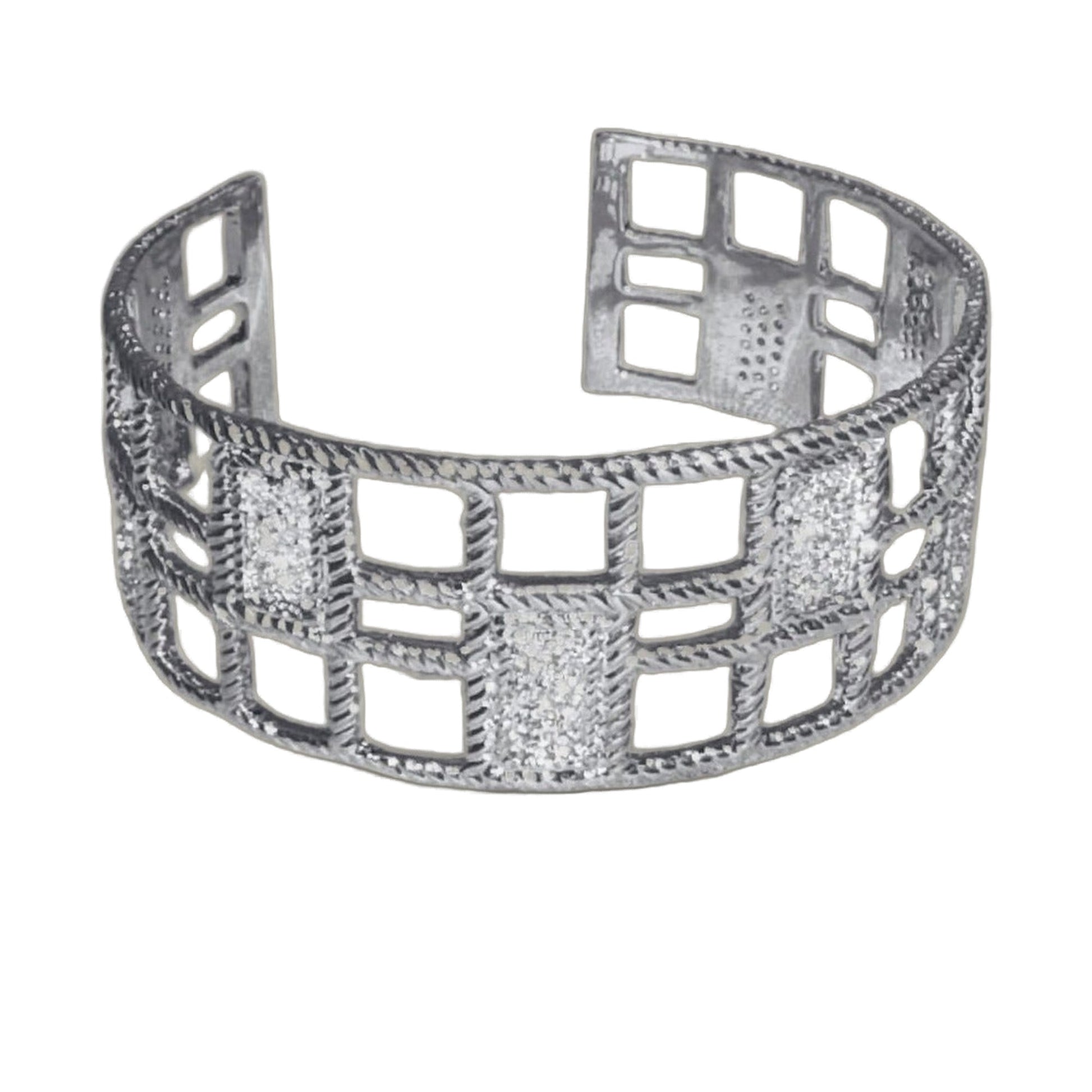 Squares Bangle cuff bracelet in silver tone with grid cutouts by Lauren G Adams on Tampa Home & Garden Store
