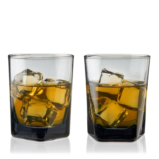 Hexagonal Crystal Double Old Fashioned Glass Set