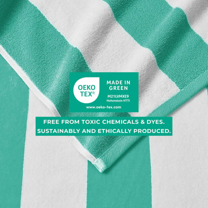 Cotton And Velour Cabana Stripe Beach Towel
