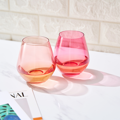 Flora Stemless Wine Glasses Set of Two Pieces