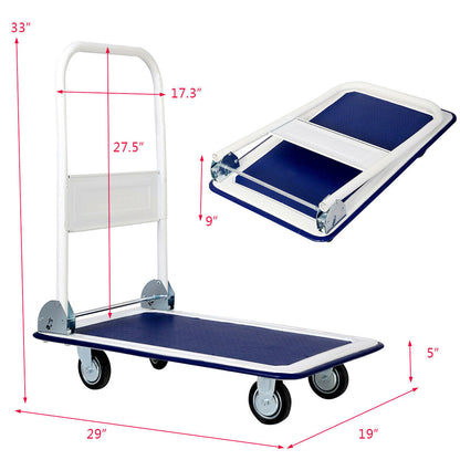 Carretilla de plataforma plegable de 330 libras para almacén
