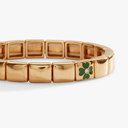 Lucky Four-Leaf Clover Bracelet gold-tone green clover charm crystal by Alex and Ani on Tampa Home & Garden Store