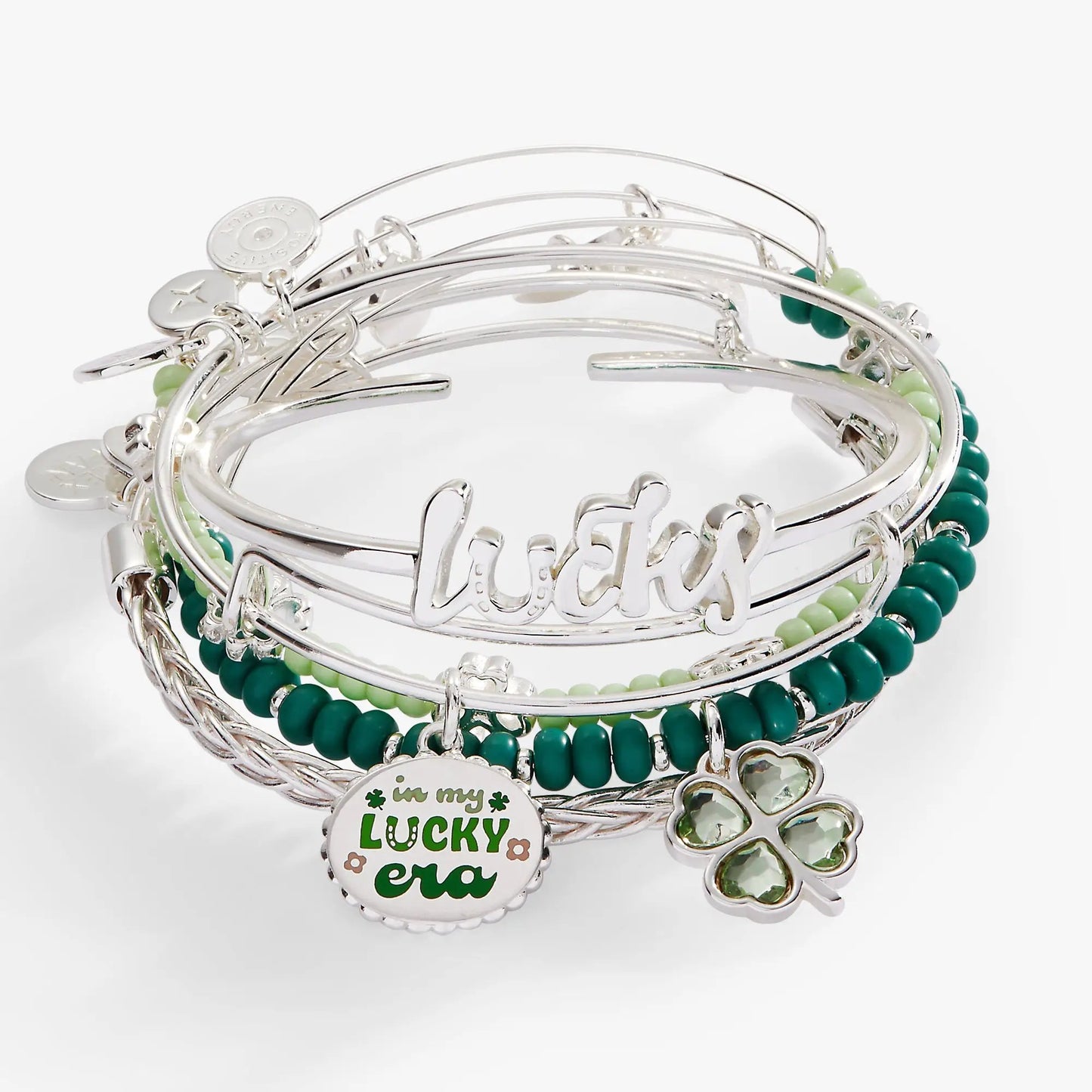 Lucky Four-Leaf Clover Bangle Set of Five