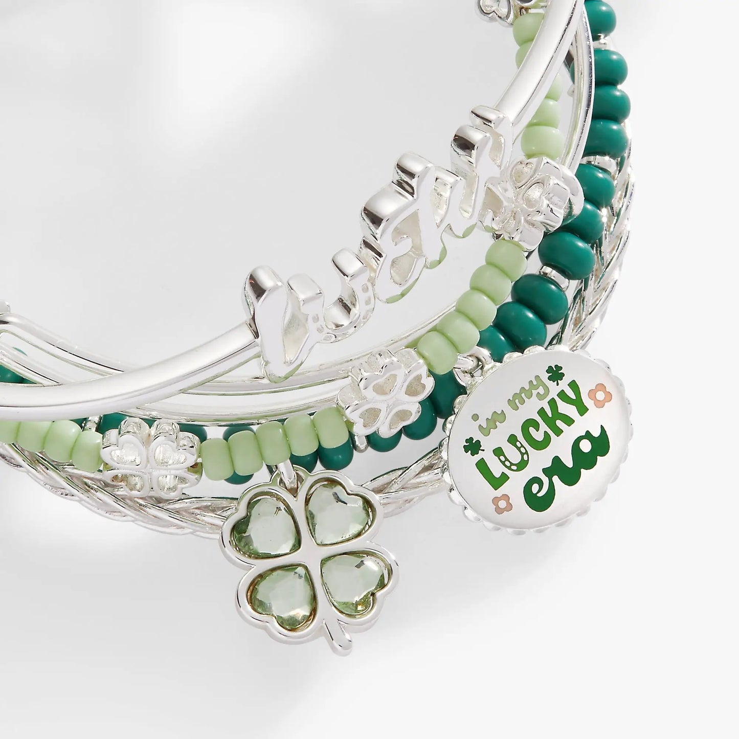 Lucky Four-Leaf Clover Bangle Set of Five