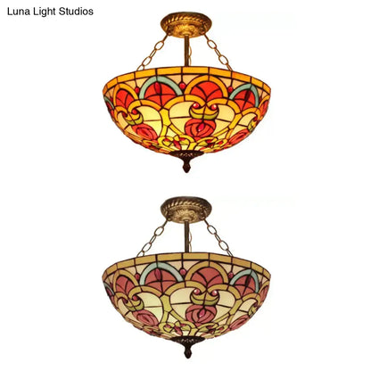 Teal glass ceiling light, Tiffany-style flush mount, Decorbites, two fixtures on Tampa Home & Garden Store