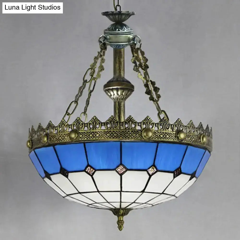 Blue and white stained glass ceiling pendant light with brass accents Decorbites on Tampa Home & Garden Store