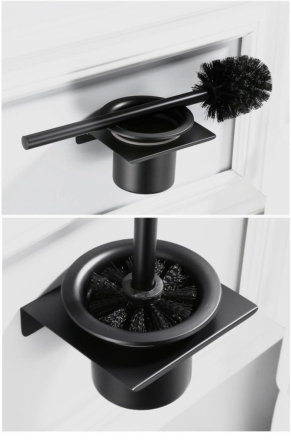 Wall mounted stainless steel toilet brush holder Stevvex, black finish, model ST50DE5821QPT on Tampa Home & Garden Store