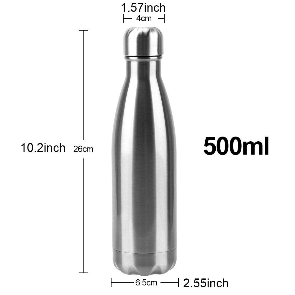 Stevvex stainless steel water bottle 500ml double-wall insulated vacuum flask, silver finish on Tampa Home & Garden Store