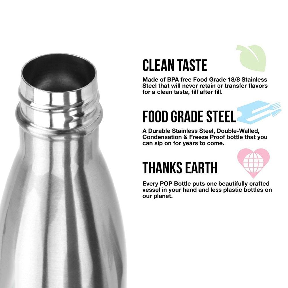 Stainless steel water bottle Stevvex, 500ml BPA free double-wall insulated on Tampa Home & Garden Store