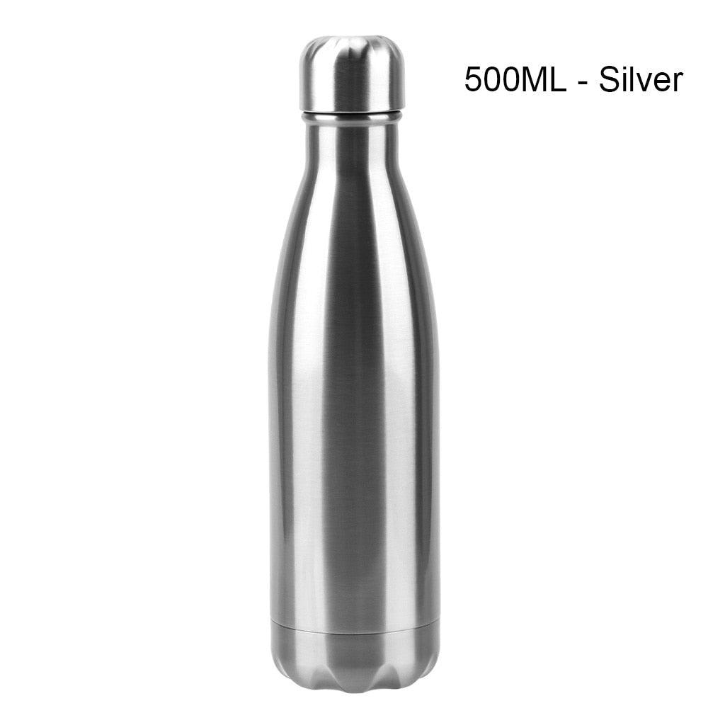 Stevvex stainless steel water bottle 500ml silver with double-wall insulation on Tampa Home & Garden Store